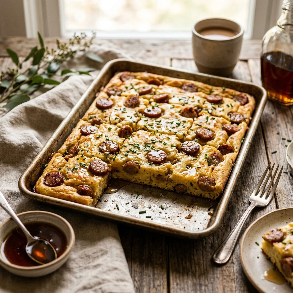 Sheet Pan Sausage Pancakes Savory Sweet Feeds 8 Kids Love