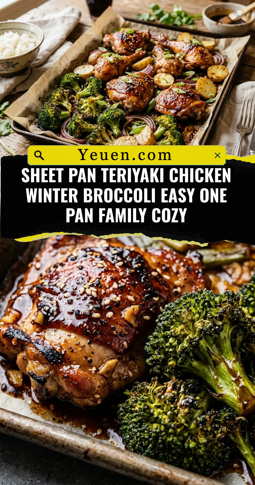 Sheet Pan Teriyaki Chicken Winter Broccoli Easy One Pan Family Cozy