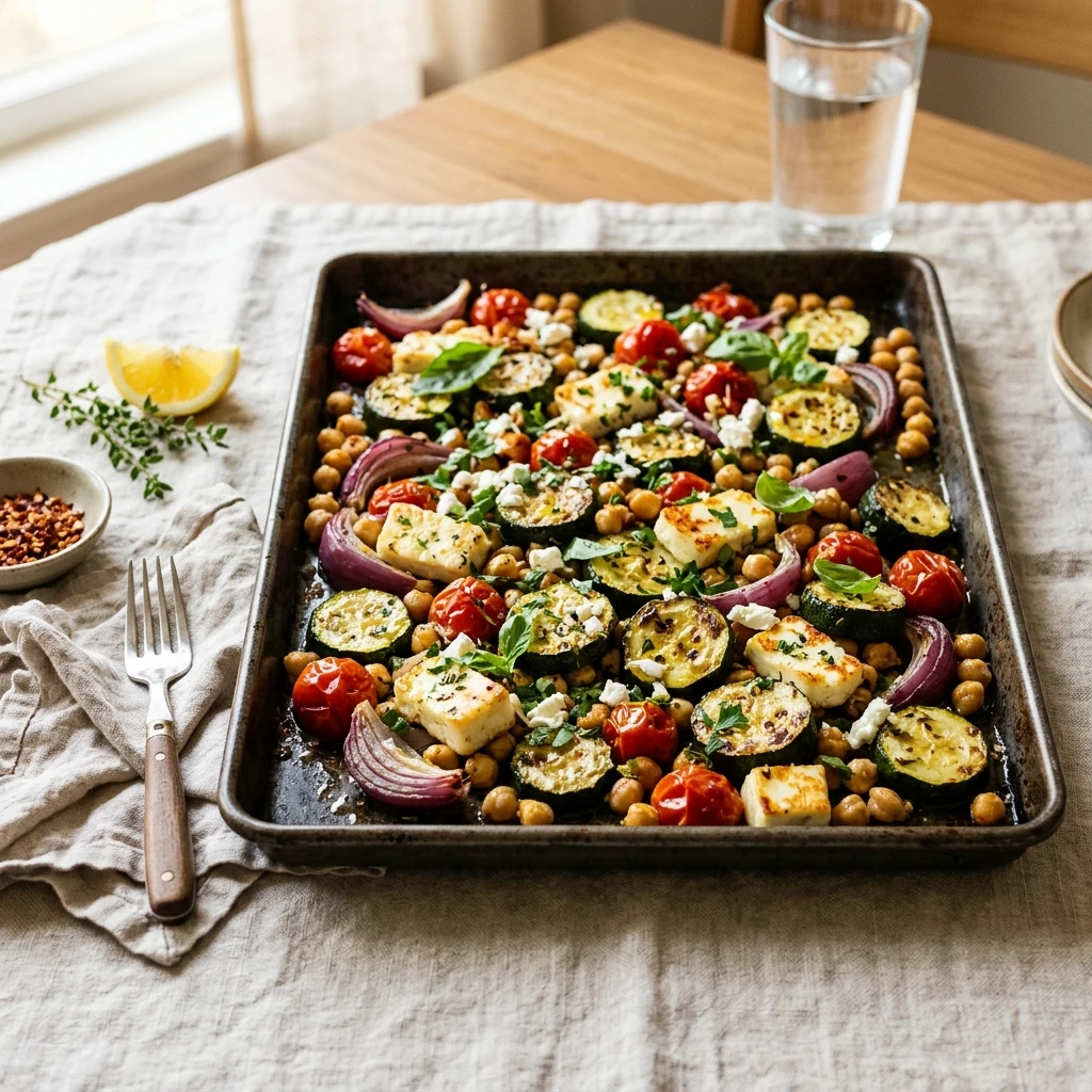 Sheet Pan Zucchini Dinner One Pan Easy 20 Min Family Vegetarian