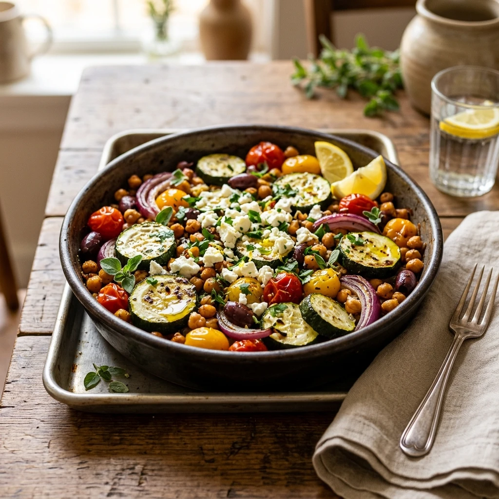 Sheet Pan Zucchini Dinner One Pan Easy 20 Min Family Vegetarian