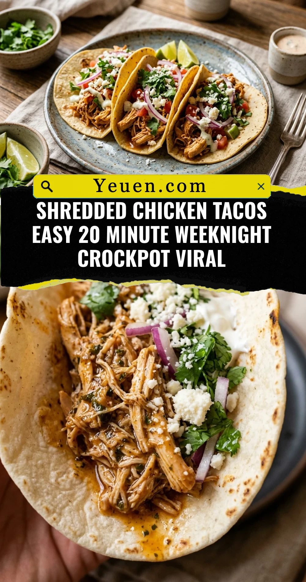 Shredded Chicken Tacos Easy 20 Minute Weeknight Crockpot Viral