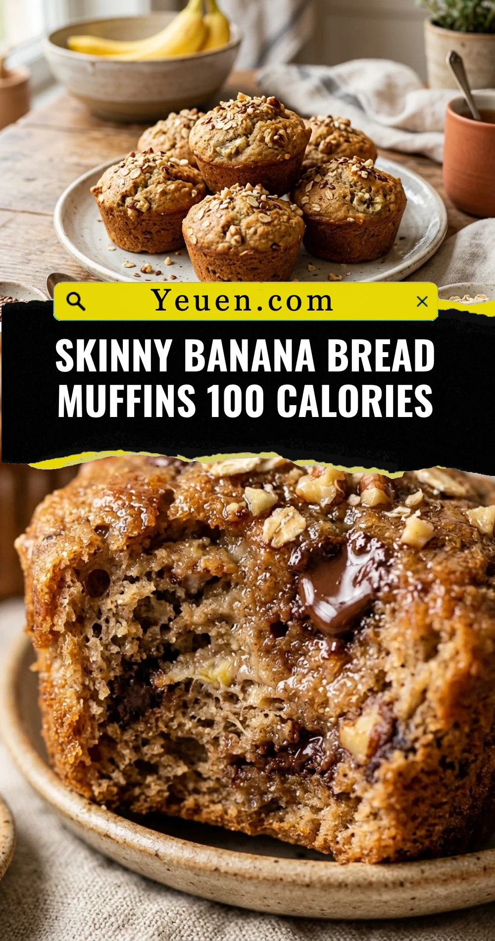 Skinny Banana Bread Muffins 100 Calories