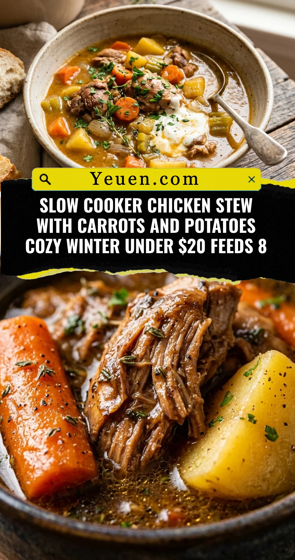 Slow Cooker Chicken Stew With Carrots And Potatoes Cozy Winter Under $20 Feeds 8