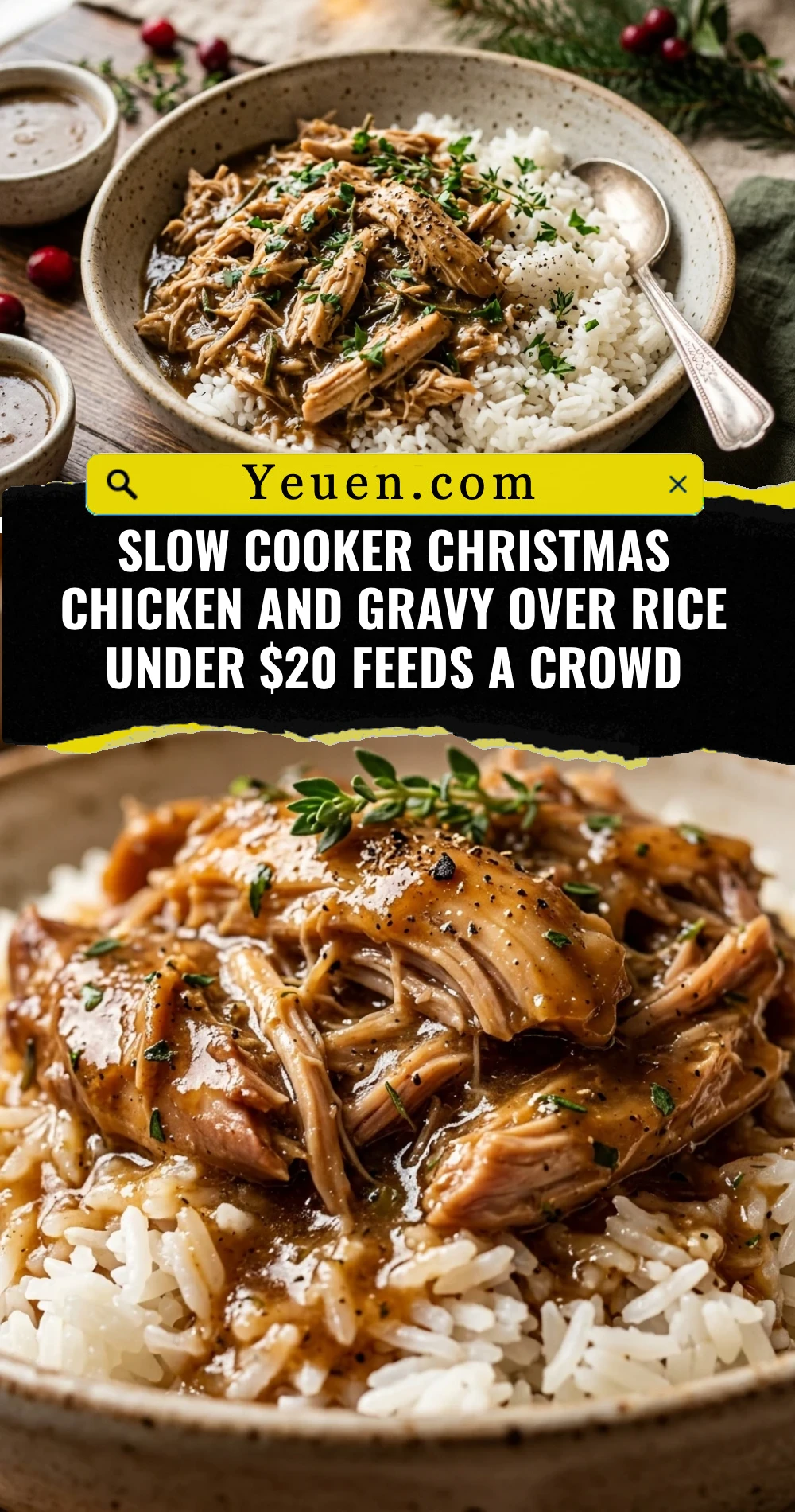 Slow Cooker Christmas Chicken And Gravy Over Rice Under $20 Feeds A Crowd