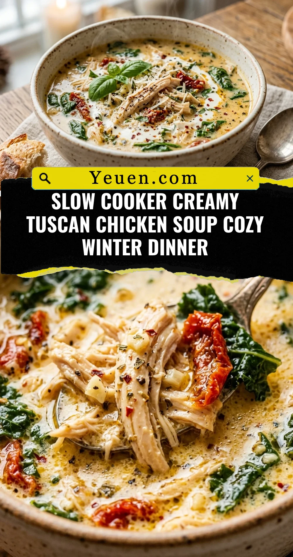 Slow Cooker Creamy Tuscan Chicken Soup Cozy Winter Dinner