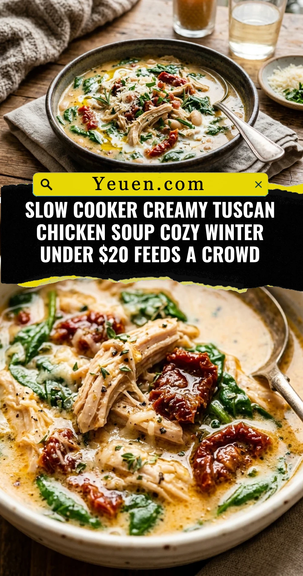 Slow Cooker Creamy Tuscan Chicken Soup Cozy Winter Under $20 Feeds A Crowd