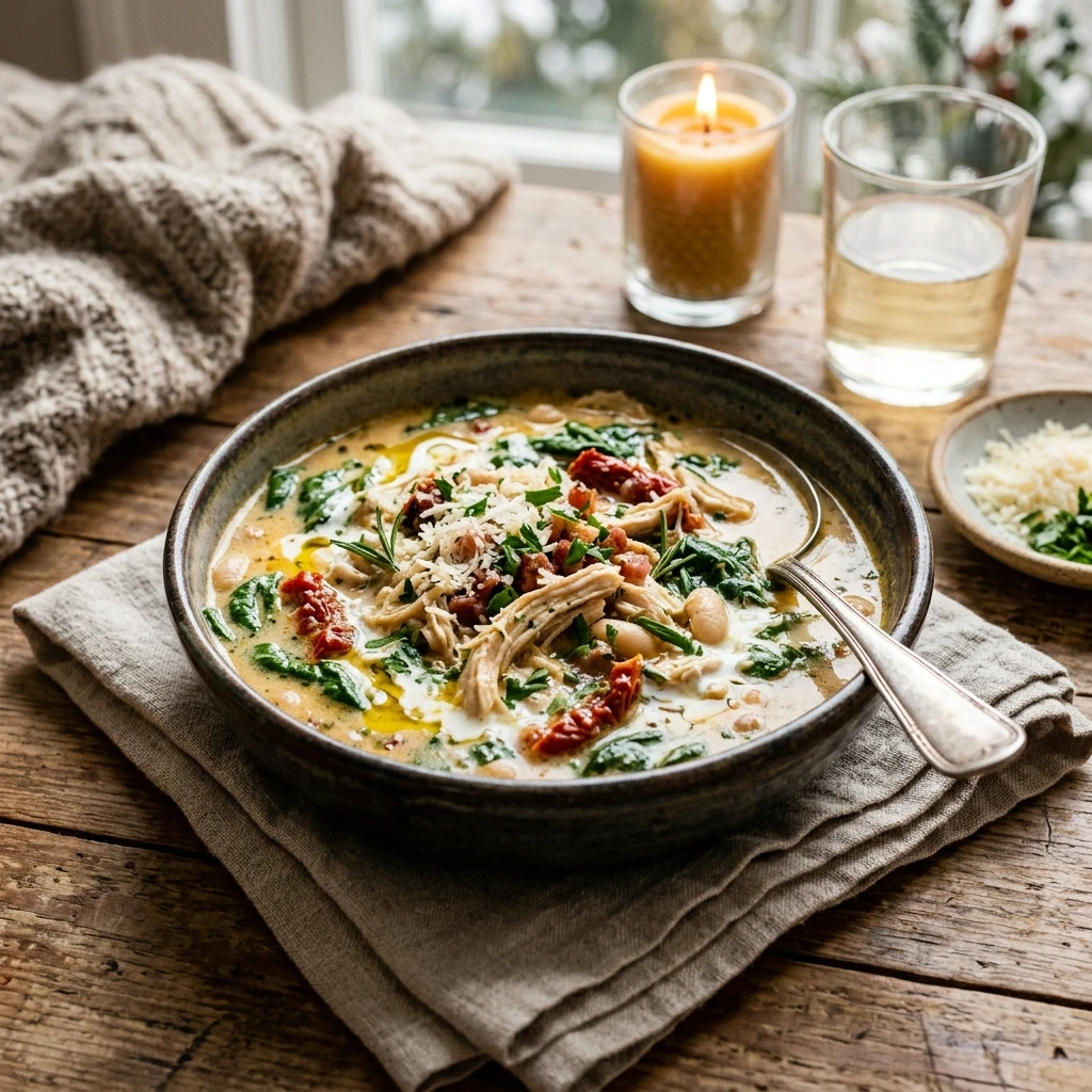 Slow Cooker Creamy Tuscan Chicken Soup Cozy Winter Under $20 Feeds A Crowd