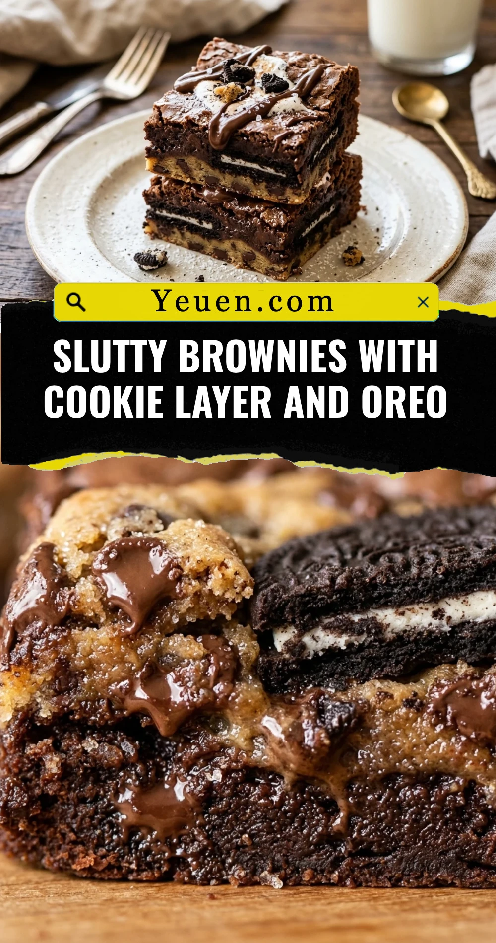 Slutty Brownies With Cookie Layer And Oreo