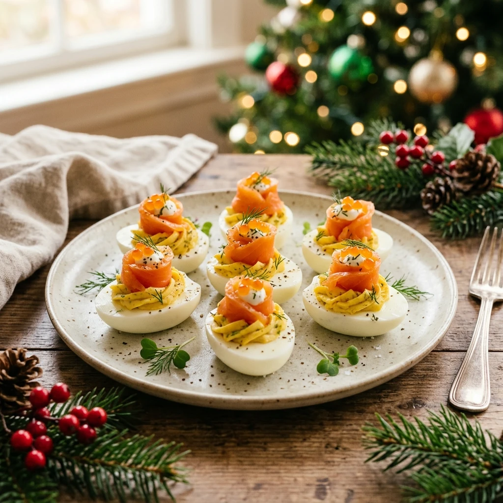 Smoked Salmon Deviled Eggs Fancy Christmas