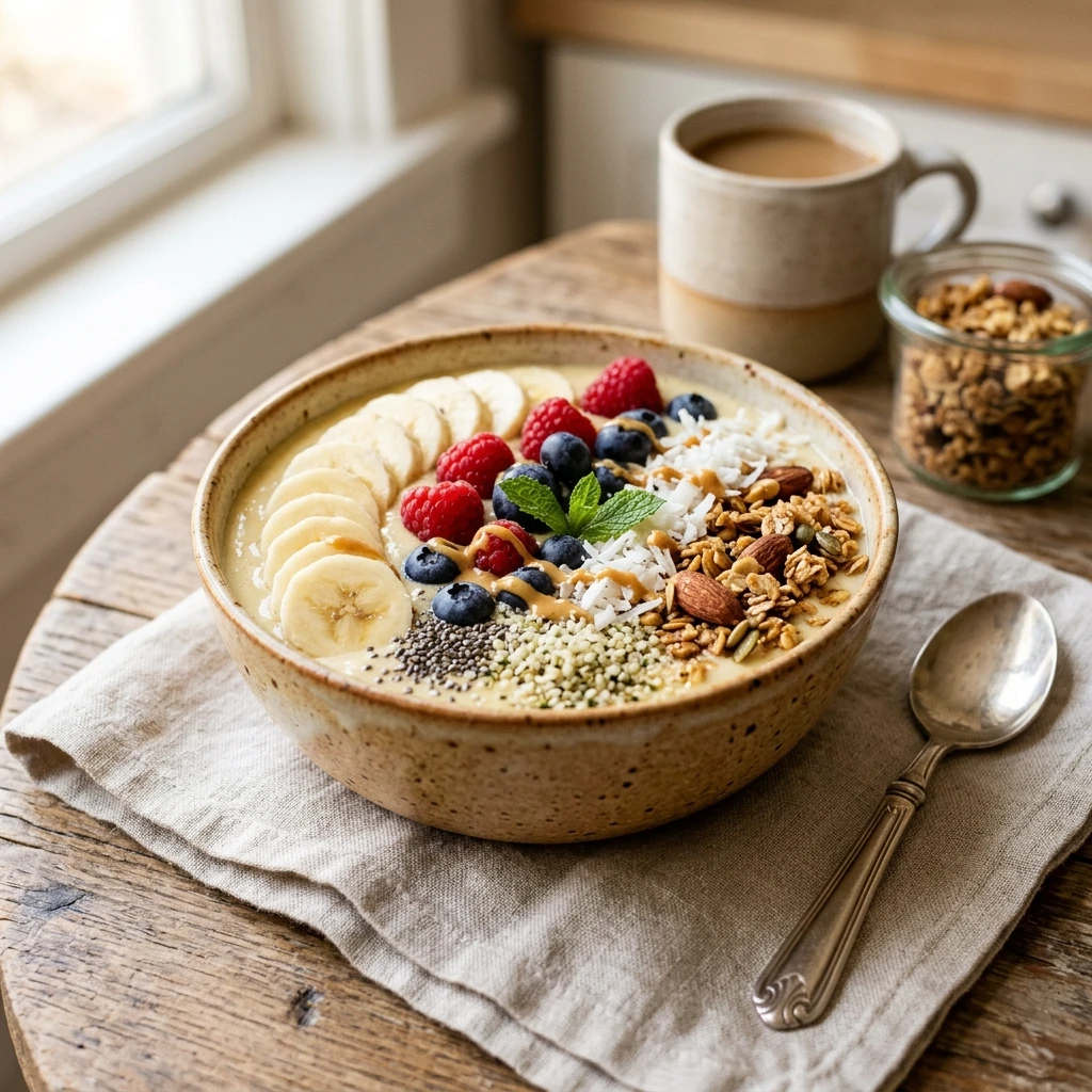 Smoothie Bowl Banana Thick Creamy Easy Breakfast Bowl High Protein