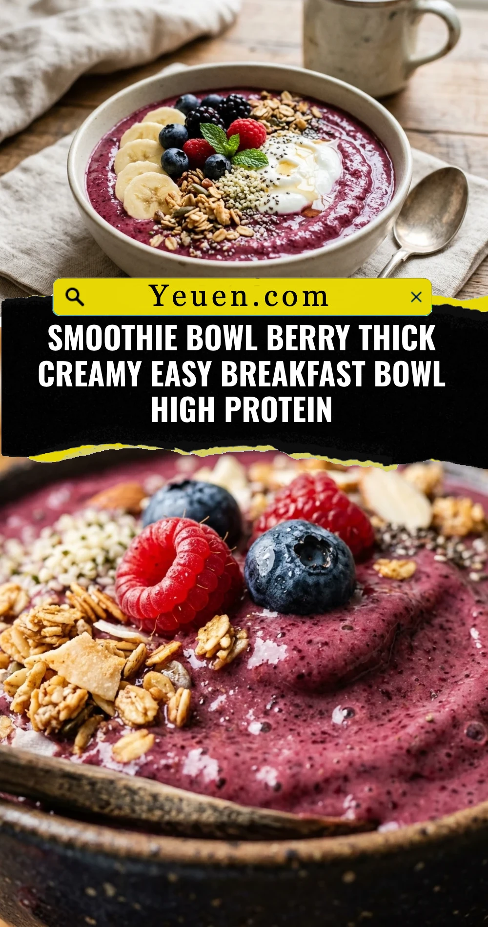 Smoothie Bowl Berry Thick Creamy Easy Breakfast Bowl High Protein