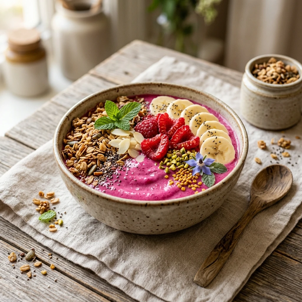 Smoothie Bowl Pitaya Thick Creamy Easy Breakfast Bowl High Protein