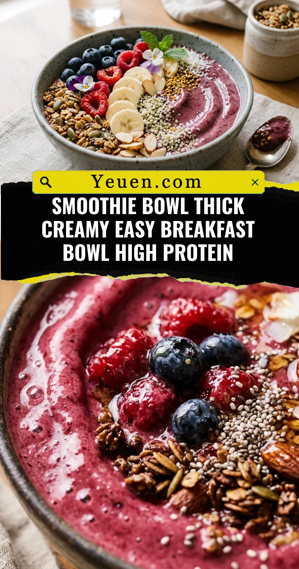 Smoothie Bowl Thick Creamy Easy Breakfast Bowl High Protein