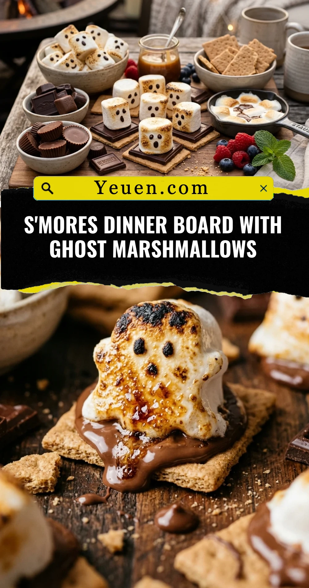 S'mores Dinner Board With Ghost Marshmallows