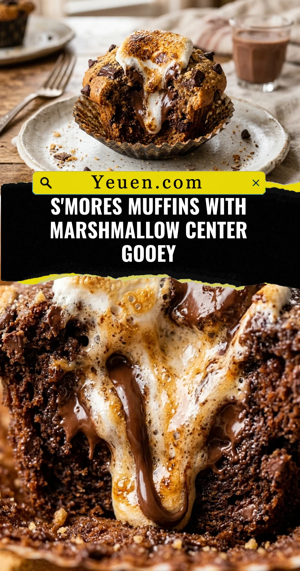 S'mores Muffins With Marshmallow Center Gooey