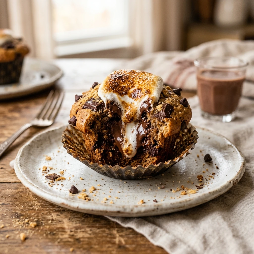 S'mores Muffins With Marshmallow Center Gooey