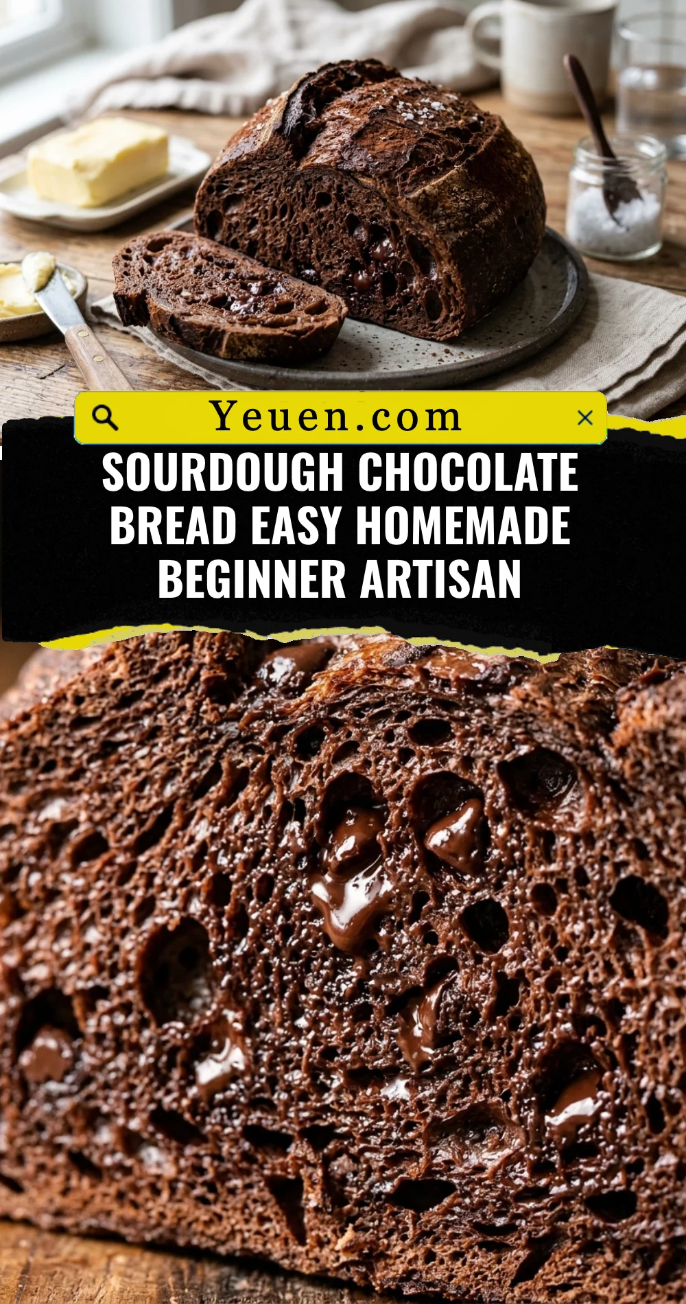 Sourdough Chocolate Bread Easy Homemade Beginner Artisan