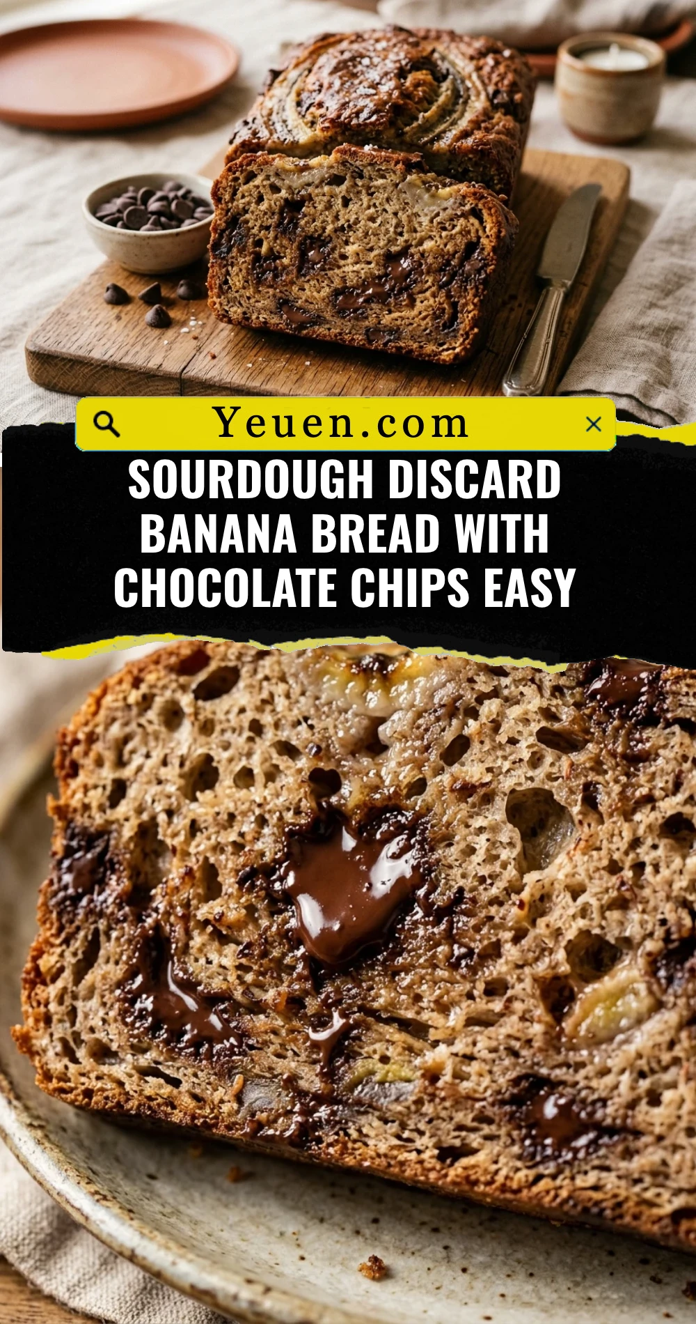 Sourdough Discard Banana Bread With Chocolate Chips Easy