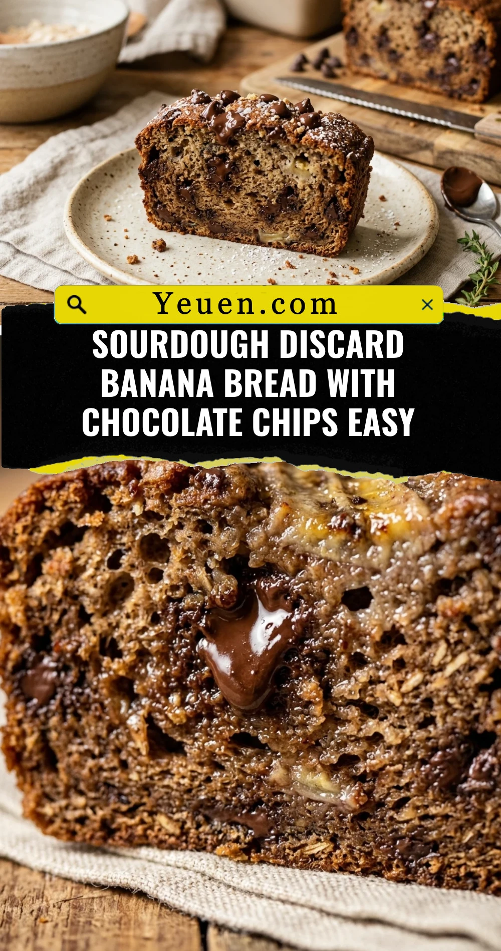 Sourdough Discard Banana Bread With Chocolate Chips Easy