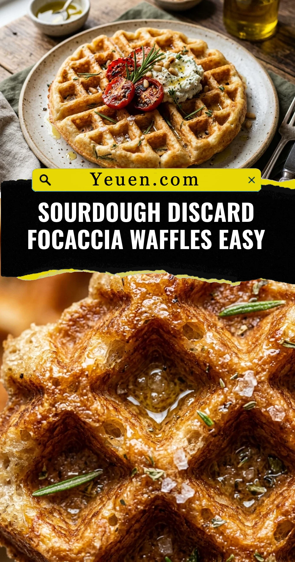 Sourdough Discard Focaccia Waffles Easy
