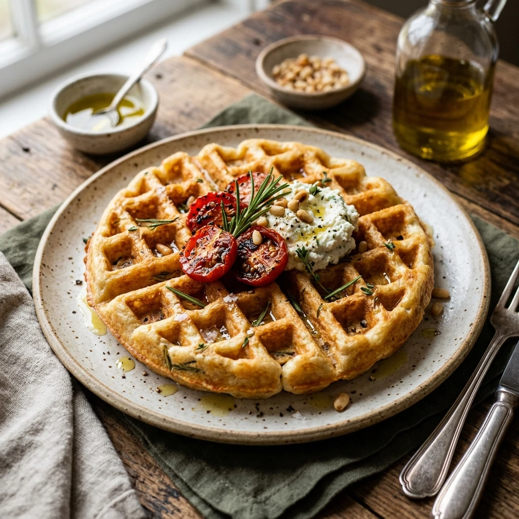 Sourdough Discard Focaccia Waffles Easy