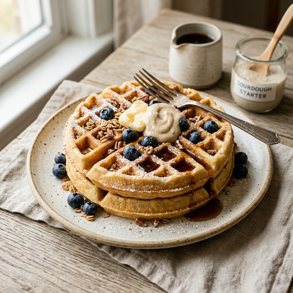 Sourdough Discard Waffles With Sourdough Starter Easy