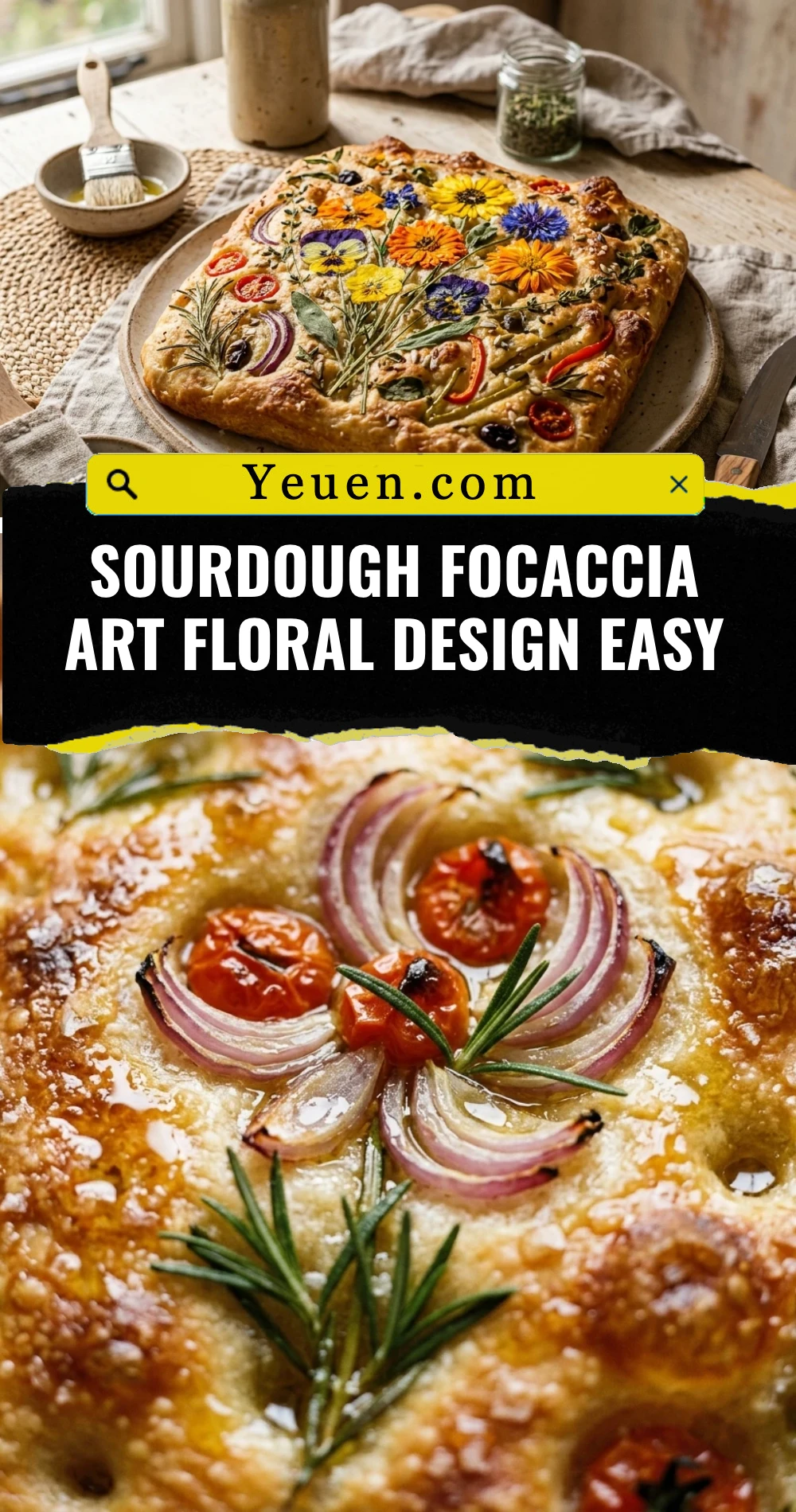 Sourdough Focaccia Art Floral Design Easy