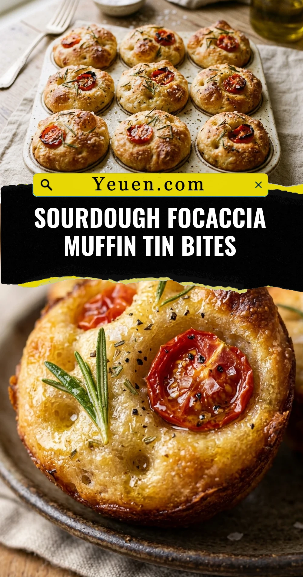 Sourdough Focaccia Muffin Tin Bites
