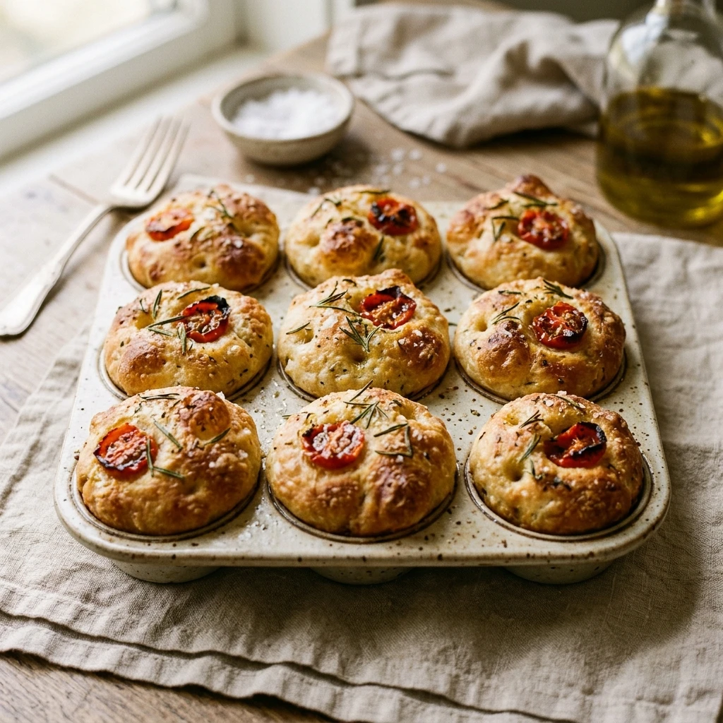 Sourdough Focaccia Muffin Tin Bites