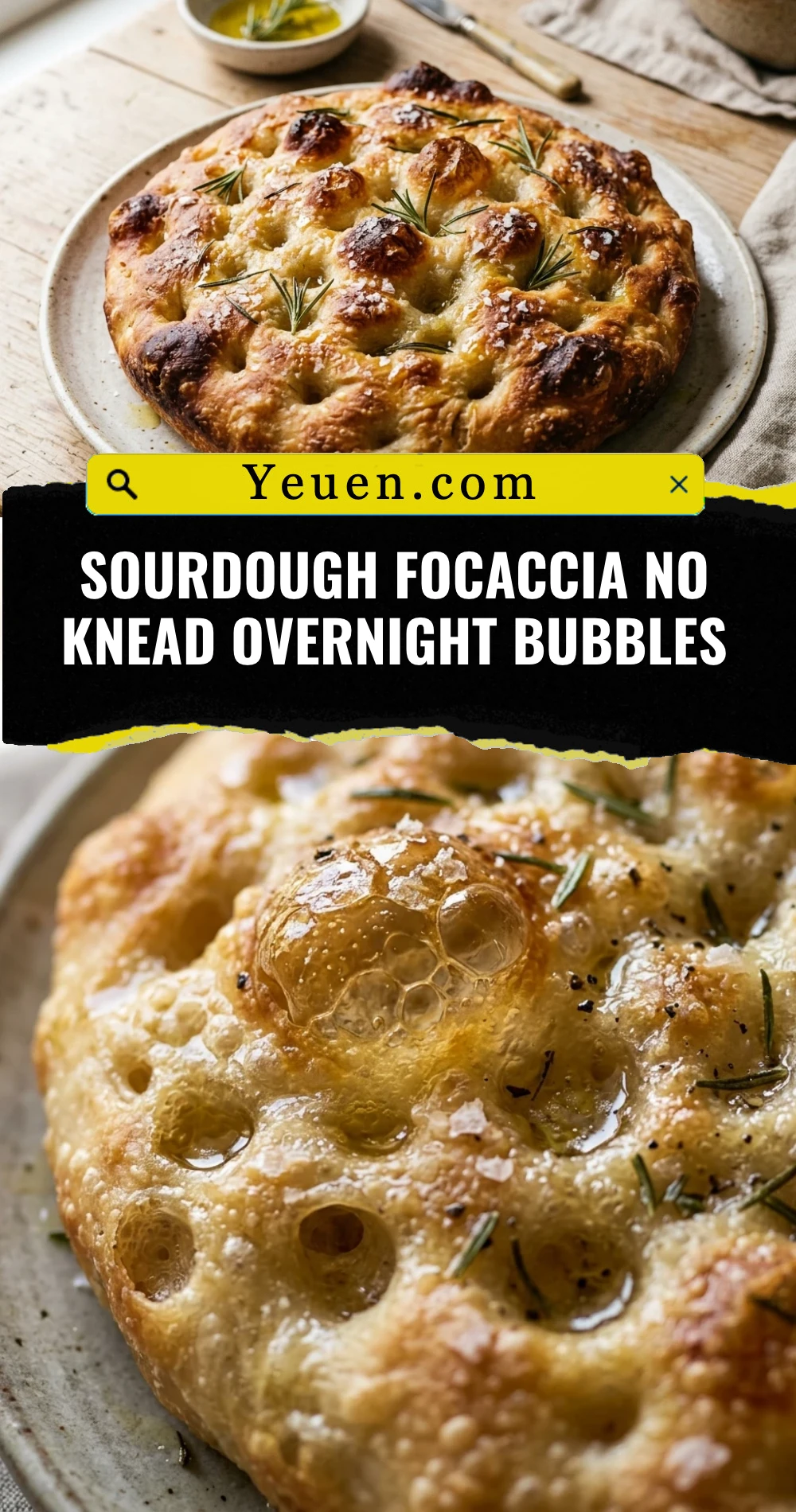 Sourdough Focaccia No Knead Overnight Bubbles