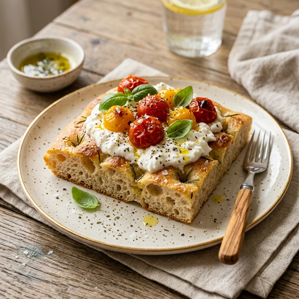 Sourdough Focaccia With Burrata And Tomatoes