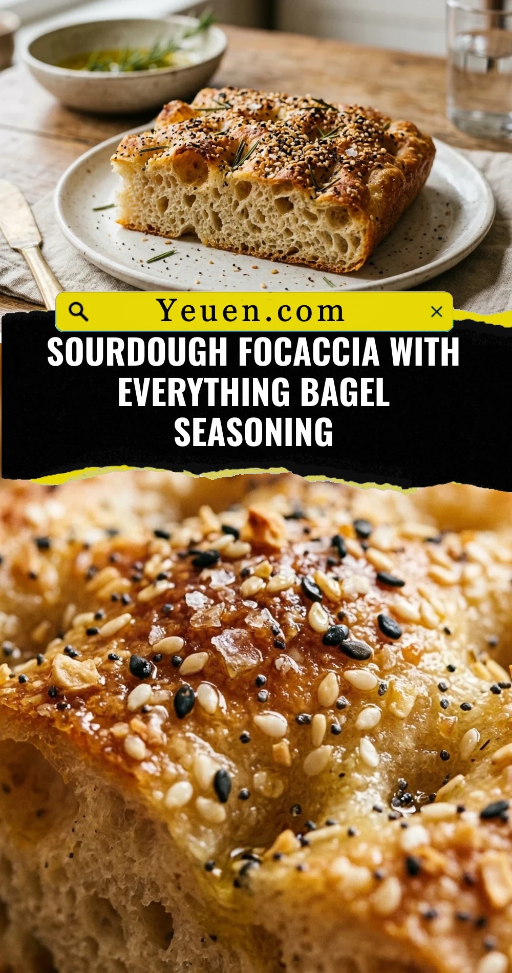Sourdough Focaccia With Everything Bagel Seasoning