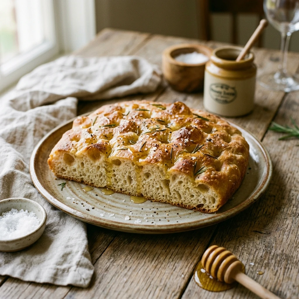 Sourdough Focaccia With Honey And Sea Salt