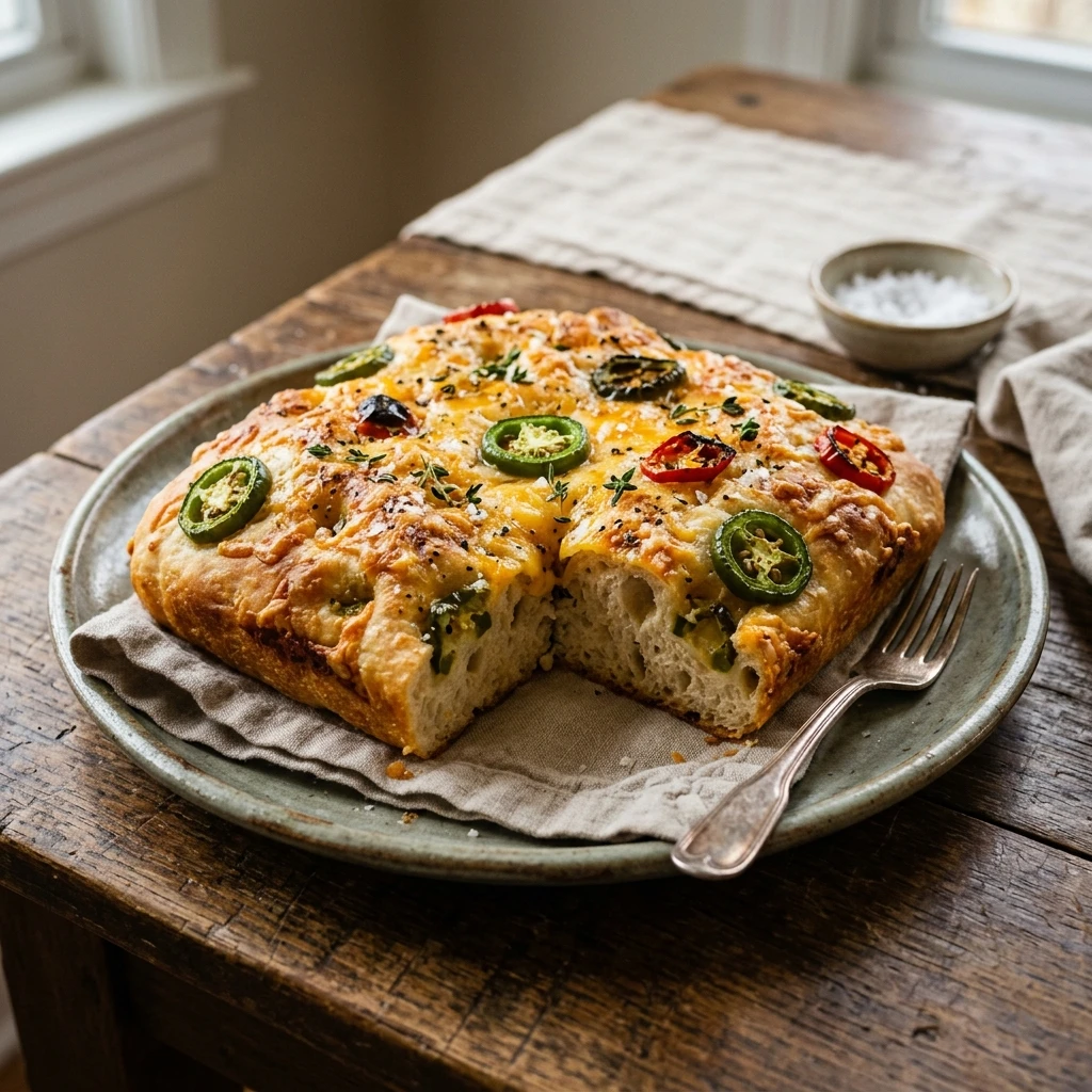 Sourdough Focaccia With Jalapeno Cheddar