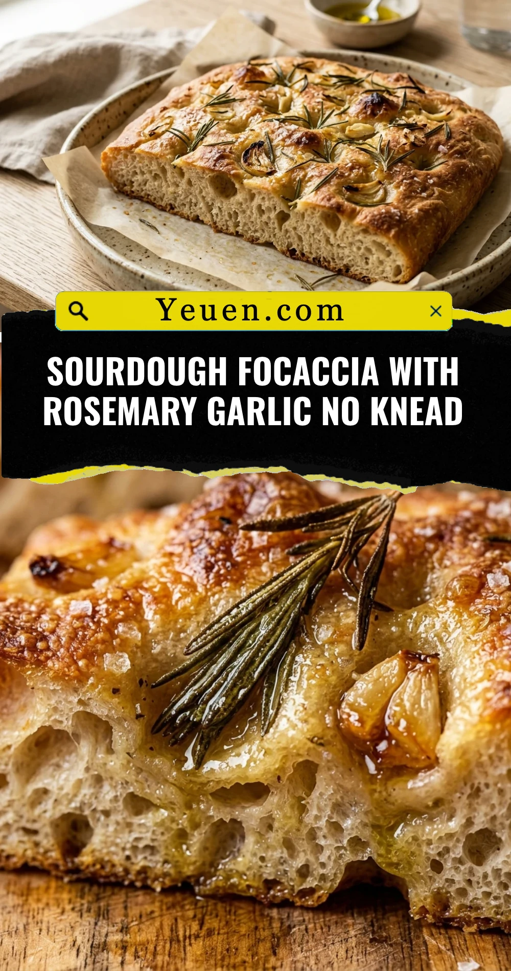 Sourdough Focaccia With Rosemary Garlic No Knead