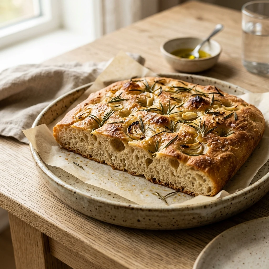 Sourdough Focaccia With Rosemary Garlic No Knead
