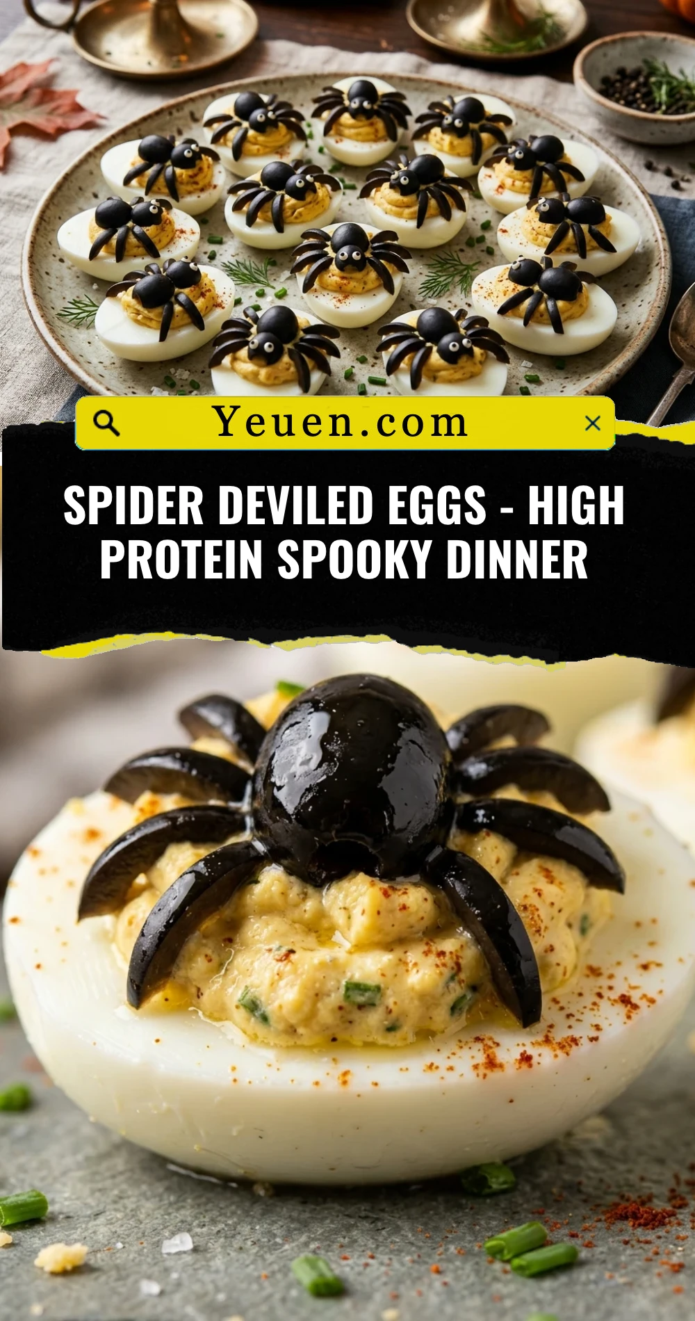 Spider Deviled Eggs - High Protein Spooky Dinner