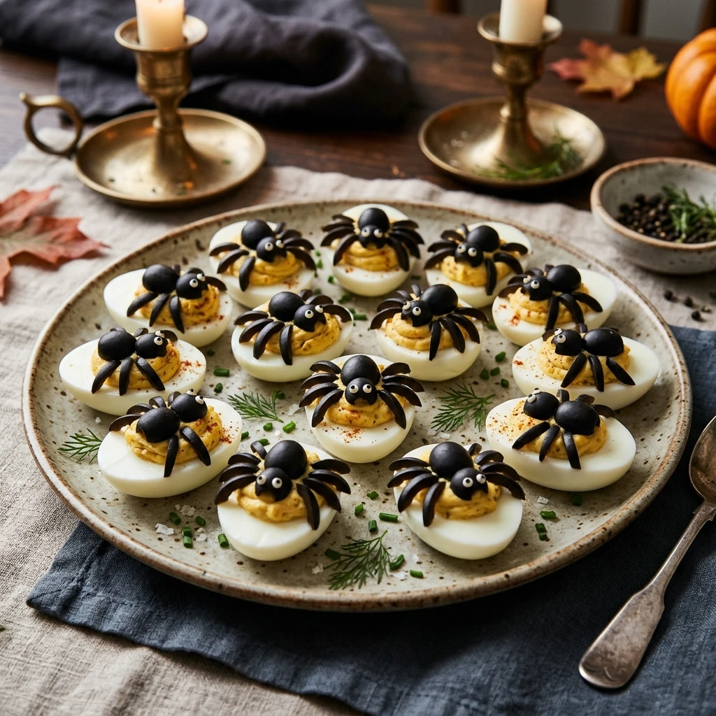 Spider Deviled Eggs - High Protein Spooky Dinner