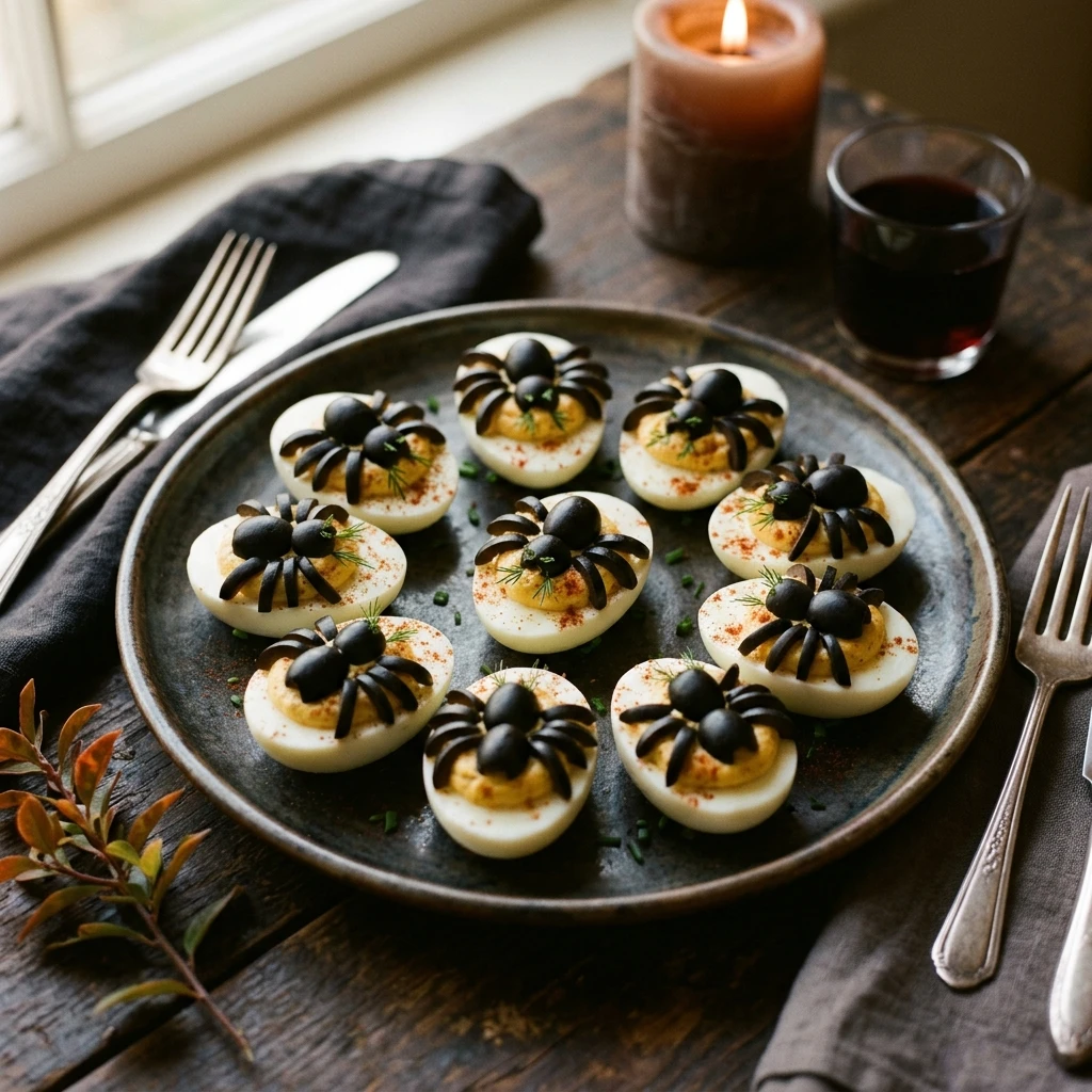 Spider Deviled Eggs - High Protein Spooky Dinner