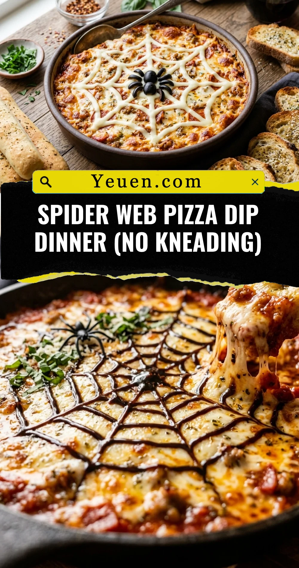 Spider Web Pizza Dip Dinner (No Kneading)