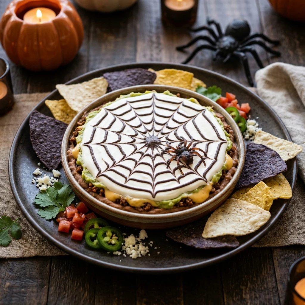 Spider Web Taco Dip Halloween Dinner