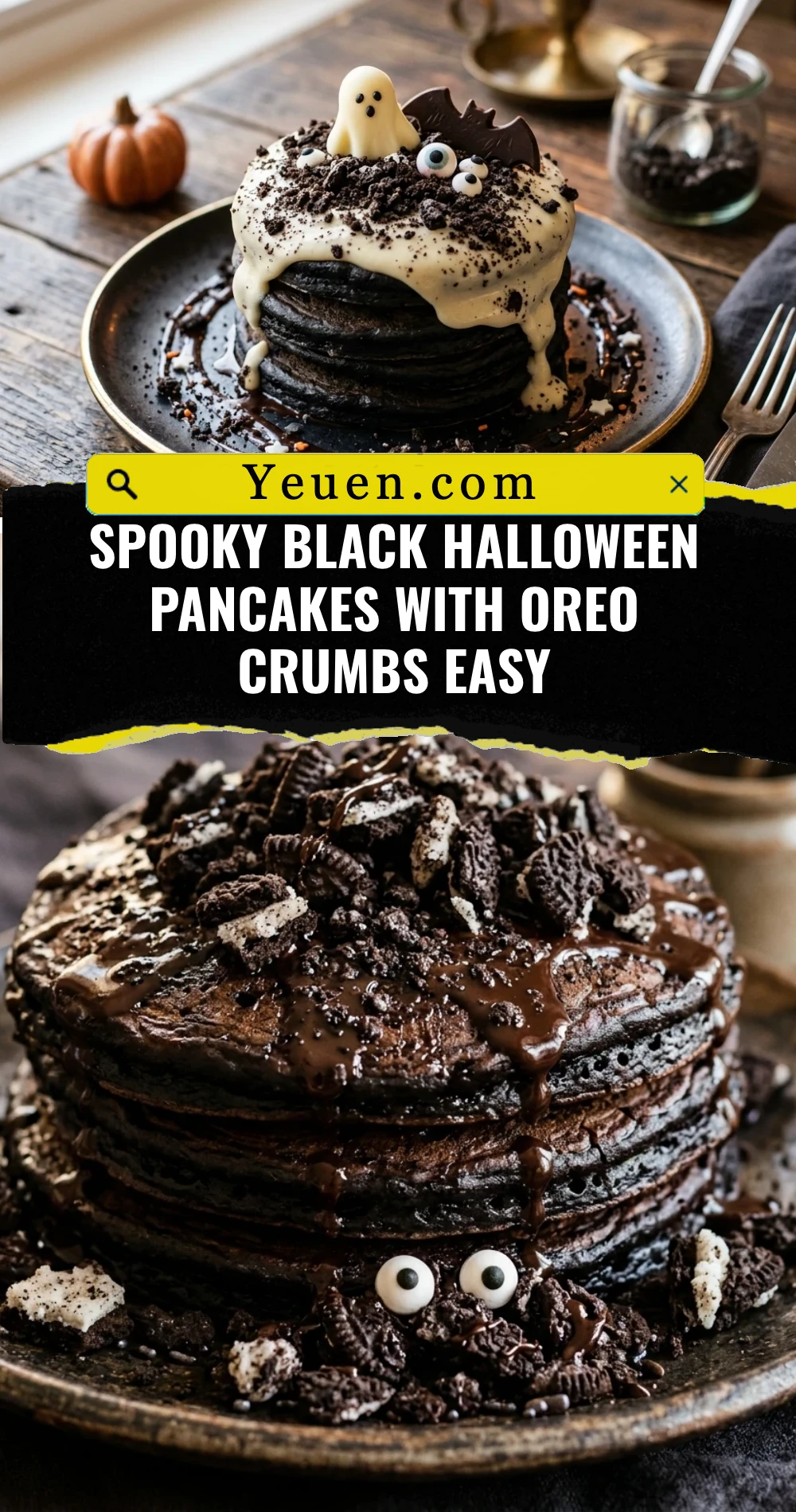 Spooky Black Halloween Pancakes With Oreo Crumbs Easy