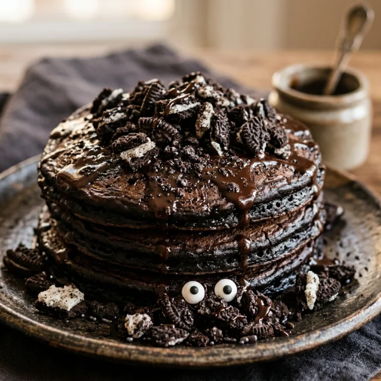 Spooky Black Halloween Pancakes With Oreo Crumbs Easy