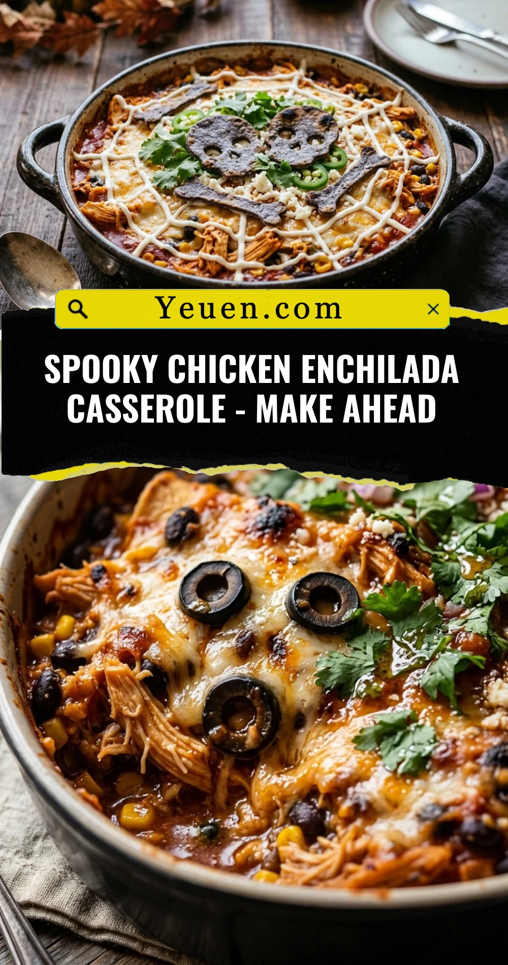 Spooky Chicken Enchilada Casserole - Make Ahead