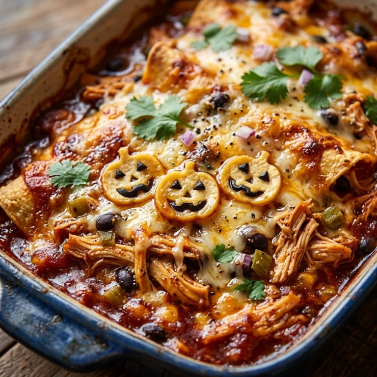 Spooky Chicken Enchilada Casserole - Make Ahead