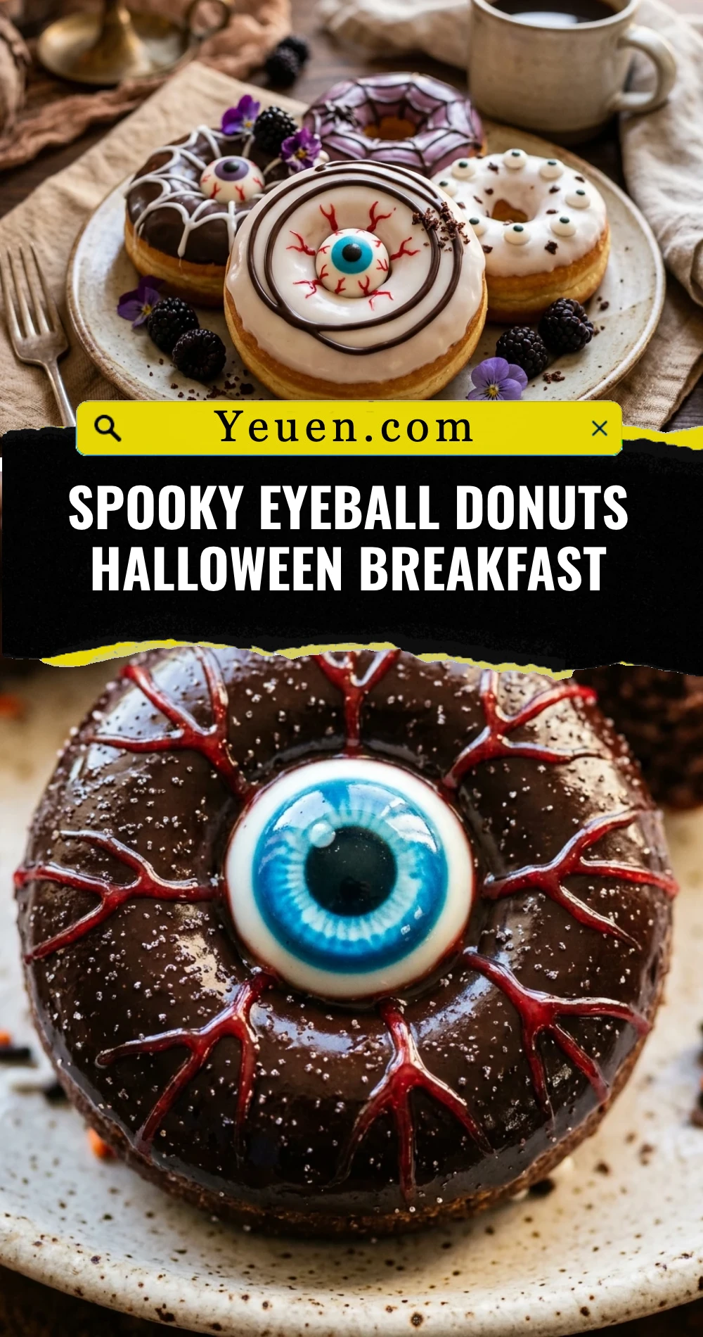 Spooky Eyeball Donuts Halloween Breakfast