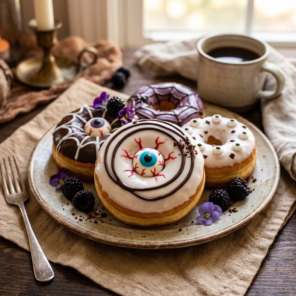 Spooky Eyeball Donuts Halloween Breakfast