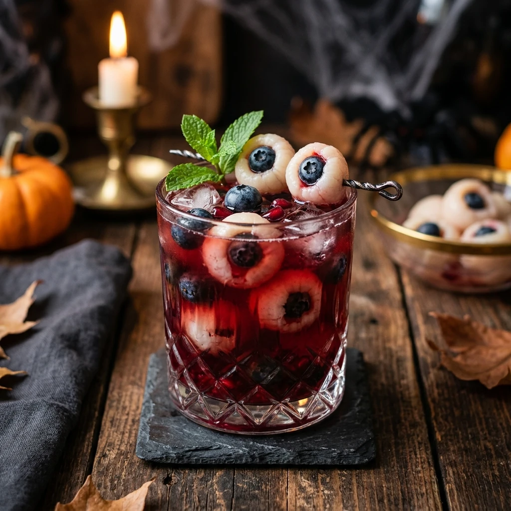 Spooky Eyeball Punch With Lychee And Blueberry Halloween