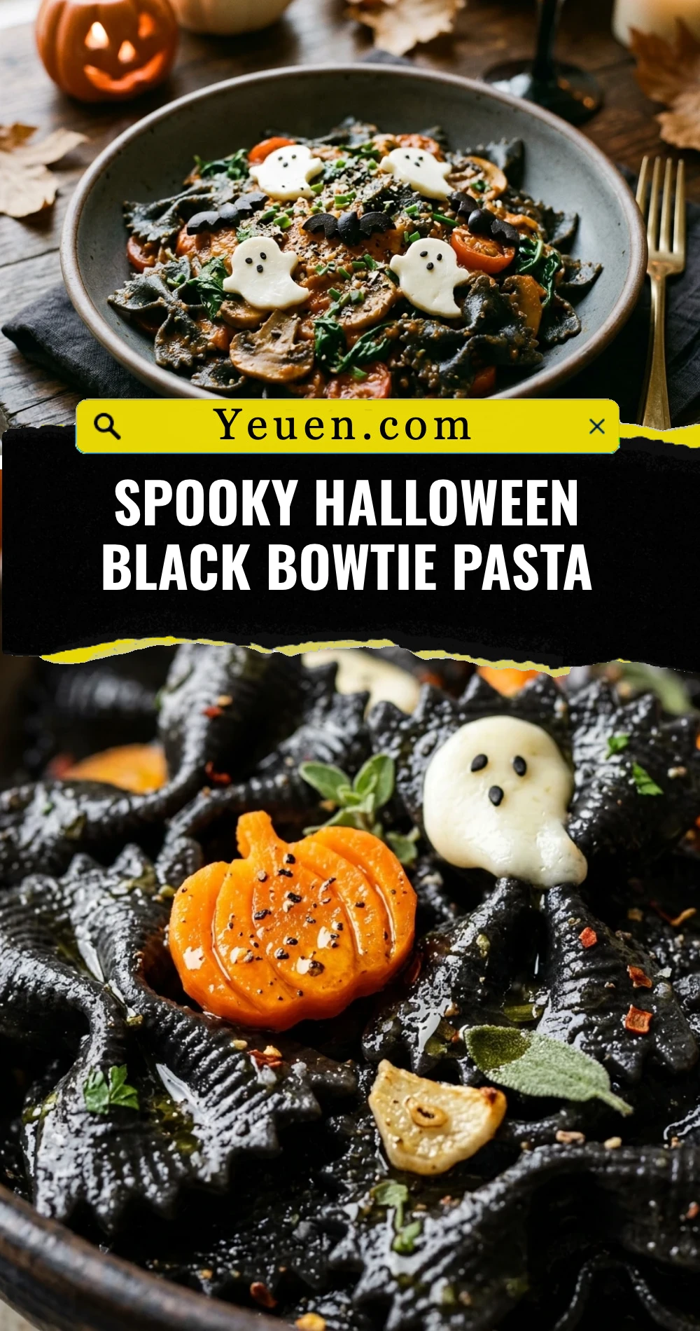 Spooky Halloween Black Bowtie Pasta