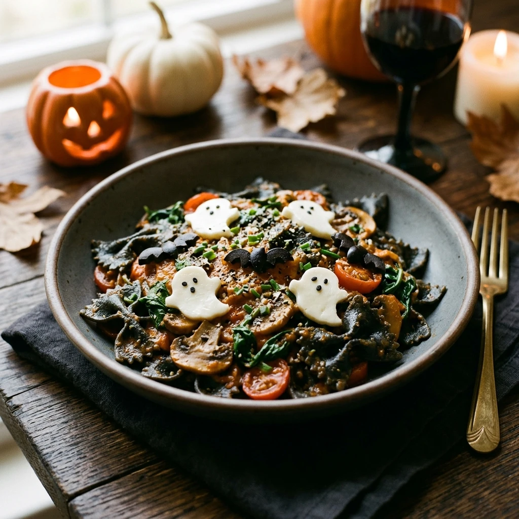 Spooky Halloween Black Bowtie Pasta